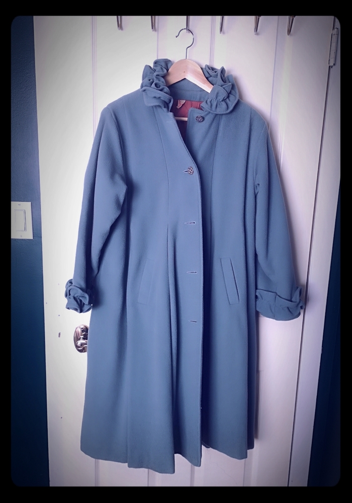 Duck egg blue Vintage Wool coat SIZE 14